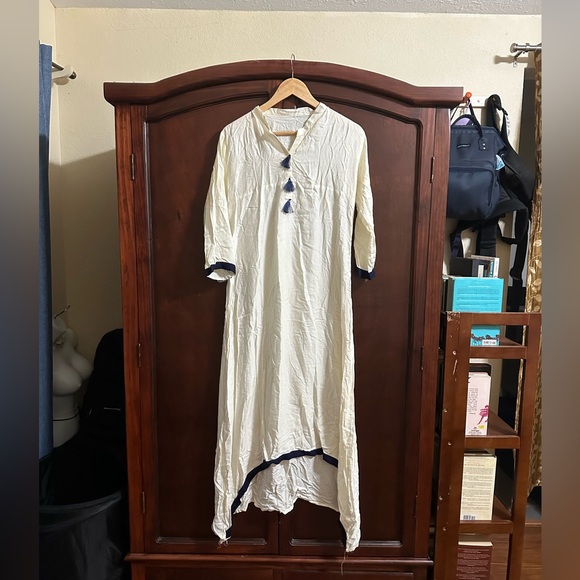 Dresses & Skirts - Cream and Navy Tassel Dress / Kurti